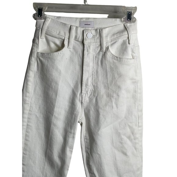 MOTHER The Hustler Ankle Fray White Jeans Sz 24 Fairest of Them All Stretch - Picture 5 of 8